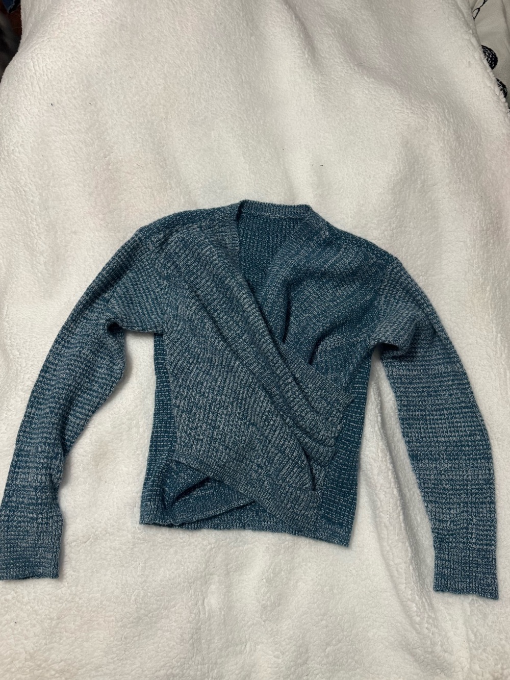 Textured Teal V-Neck Wrap Sweater